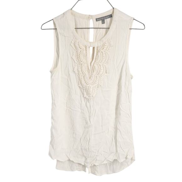 Daniel Rainn Cream Colored Sleeveless Boho Lace Tank Top Womens Size Medium M - Picture 1 of 4